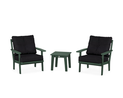POLYWOOD® Oxford 3-Piece Deep Seating Set in Green / Midnight Linen