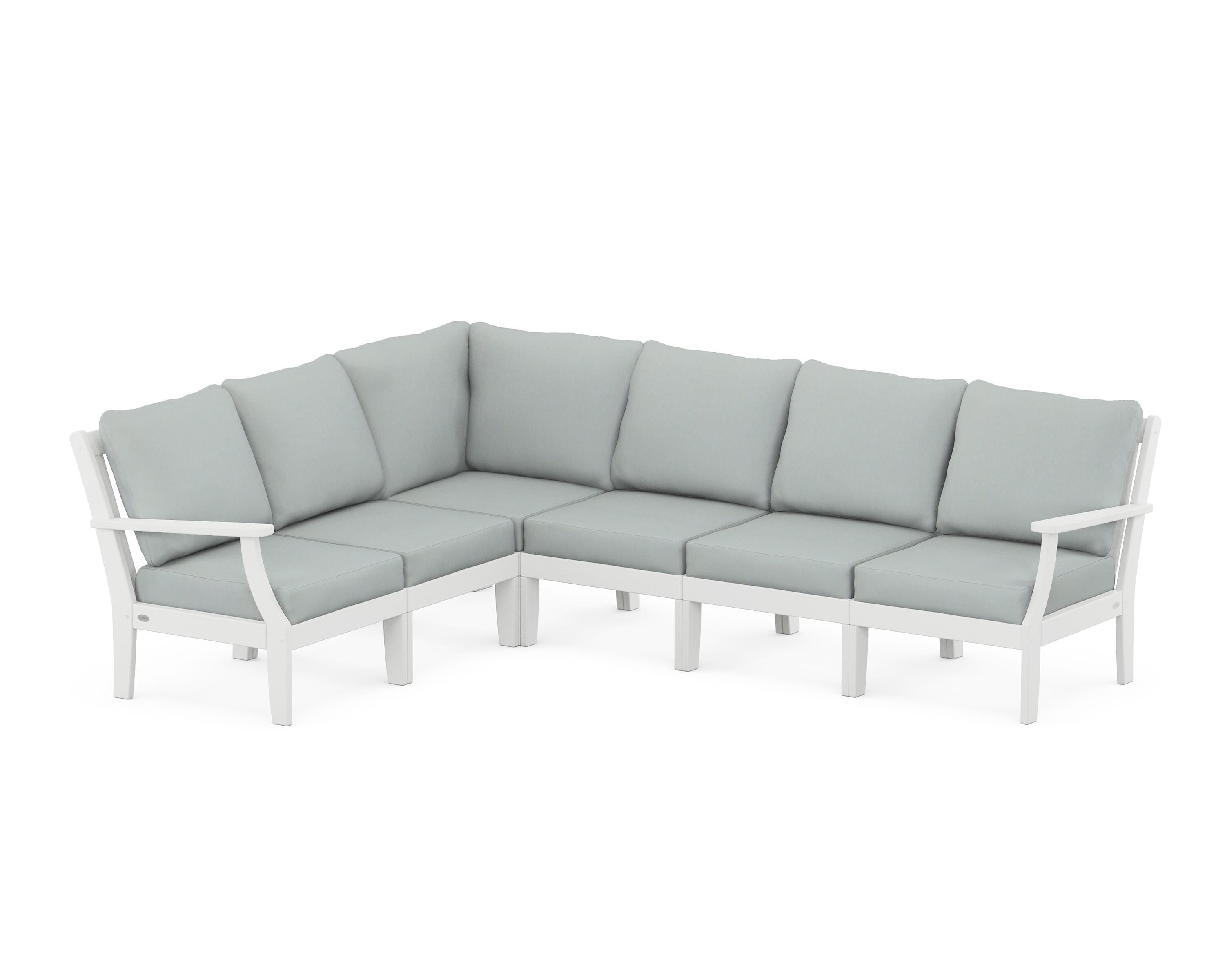 POLYWOOD® Braxton Modular 6-Piece Deep Seating Set in White / Spa