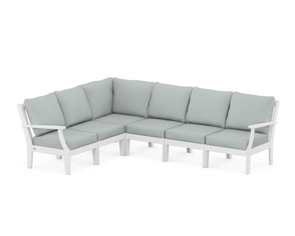 POLYWOOD® Braxton Modular 6-Piece Deep Seating Set in White / Spa