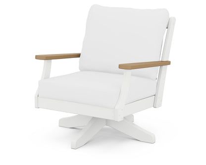 POLYWOOD® Braxton Deep Seating Swivel Chair in White / Natural / Natural