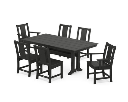 POLYWOOD® Prairie 7-Piece Farmhouse Dining Set with Trestle Legs in Black