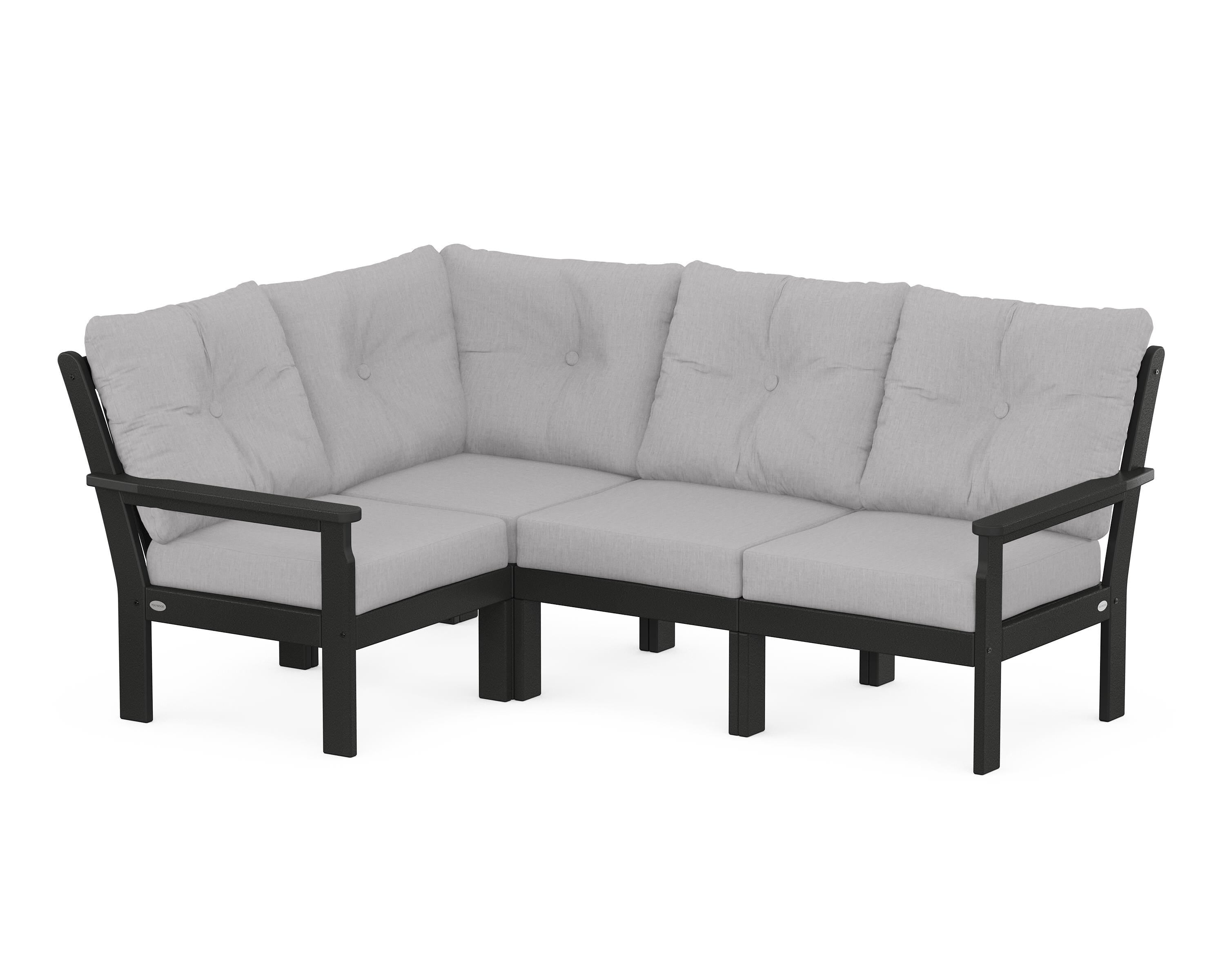 POLYWOOD® Vineyard 4-Piece Sectional in Black / Granite