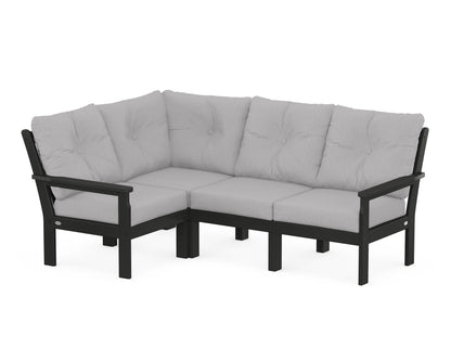 POLYWOOD® Vineyard 4-Piece Sectional in Black / Granite