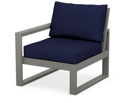 POLYWOOD® EDGE Modular Left Arm Chair in Slate Grey / Navy