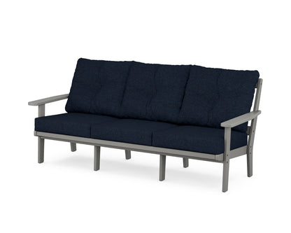 POLYWOOD® Oxford Deep Seating Sofa in Slate Grey / Marine Indigo