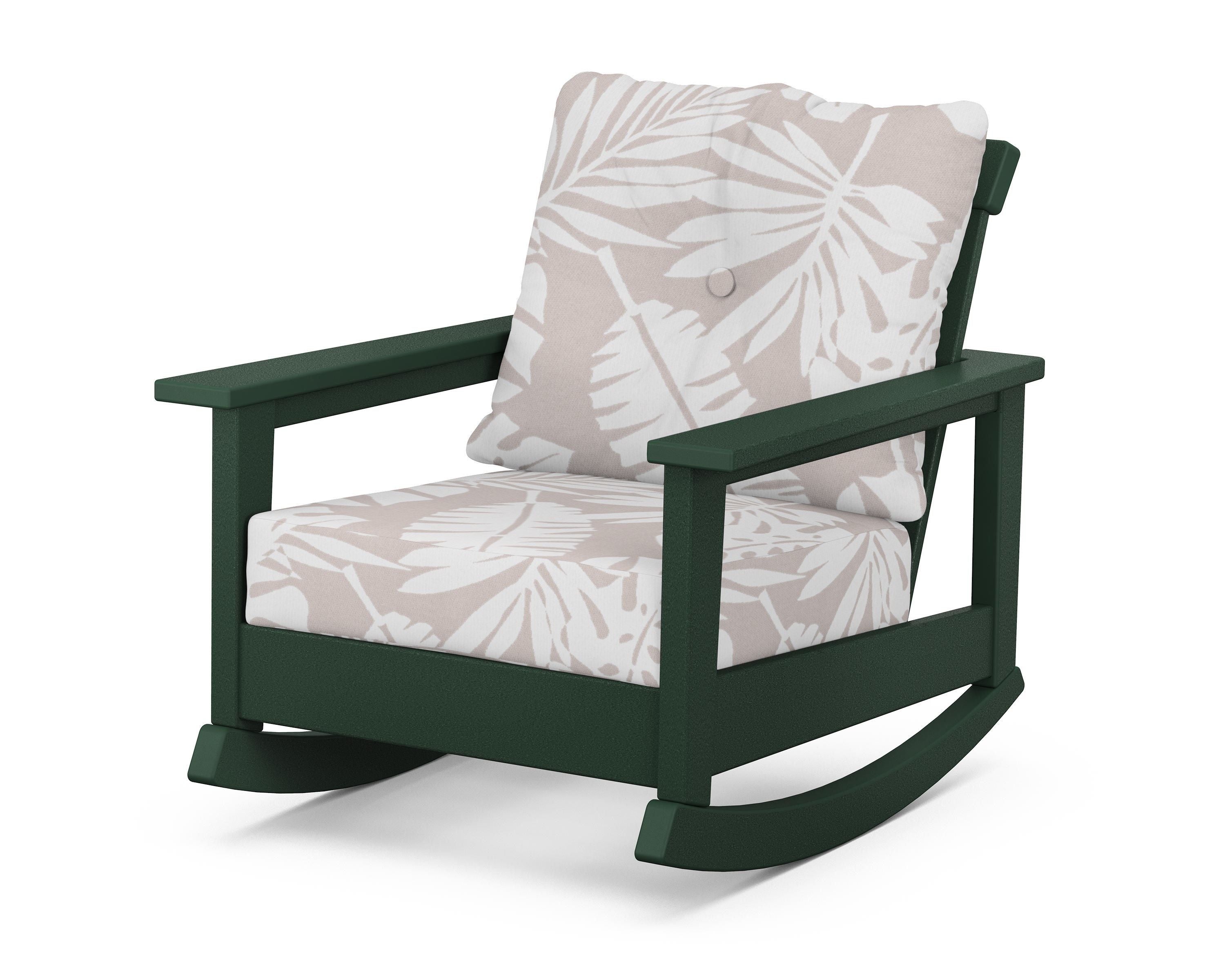 POLYWOOD® Prescott Deep Seating Rocking Chair in Green / Leaf Dune Burlap