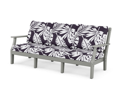 Martha Stewart by POLYWOOD® Chinoiserie Deep Seating Sofa in Slate Grey / Leaf Navy