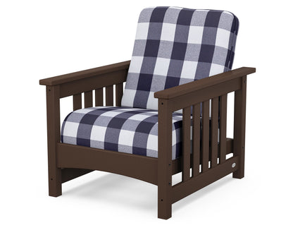 POLYWOOD® Club Mission Chair in Mahogany / Buffalo Plaid Navy