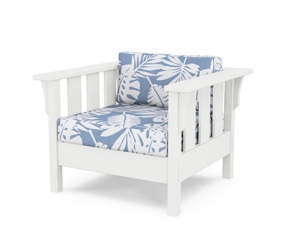 Martha Stewart by POLYWOOD® Acadia Deep Seating Chair in White / Leaf Sky Blue
