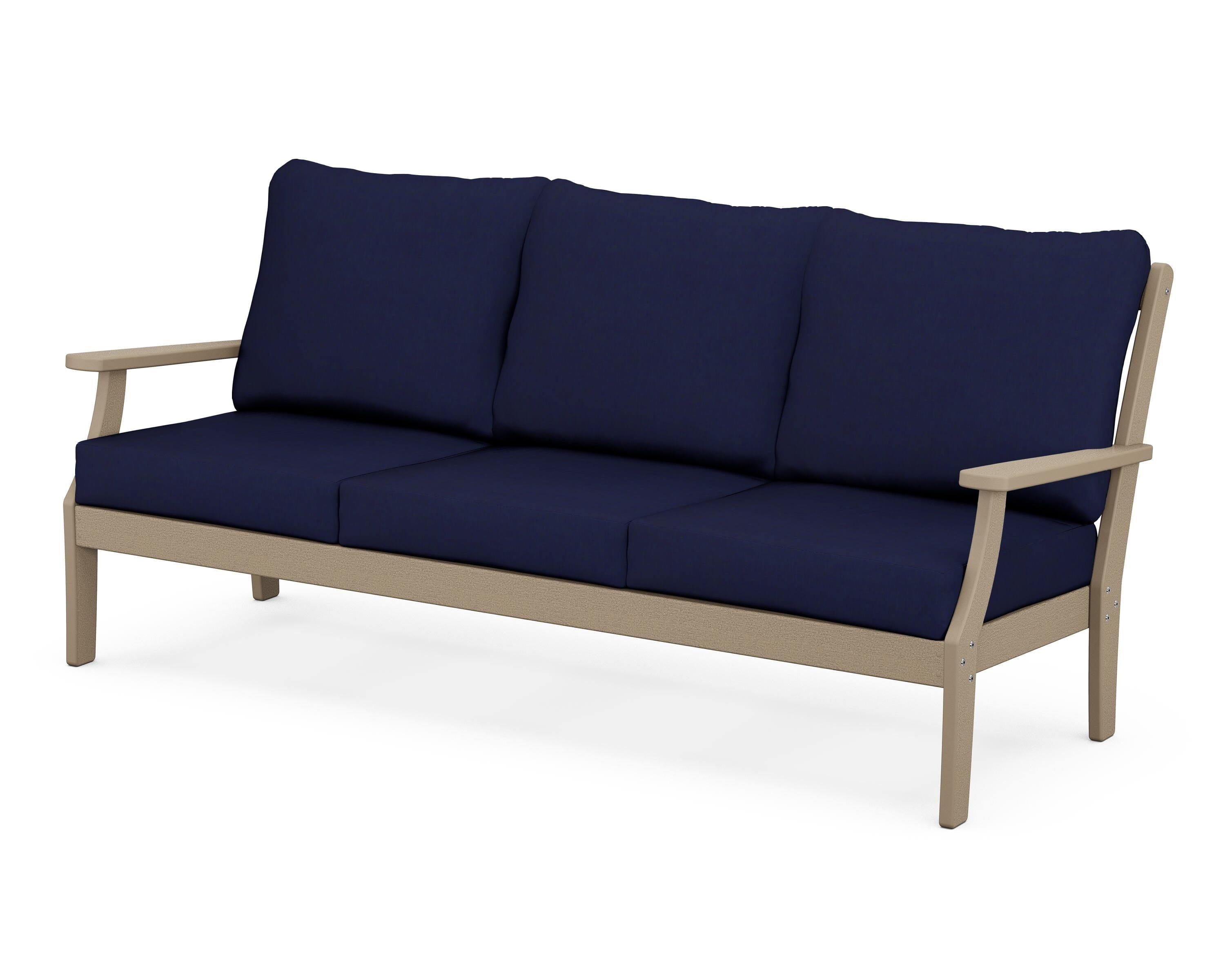 POLYWOOD® Braxton Deep Seating Sofa in Vintage Sahara / Navy