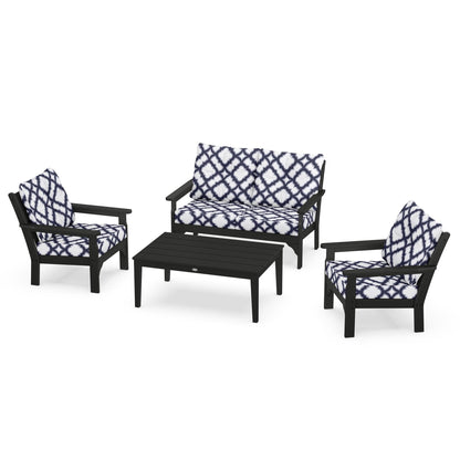 Vineyard 4 Piece Deep Seating Set - Black