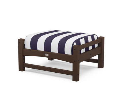 POLYWOOD® Club Ottoman in Mahogany / Cabana Stripe Navy