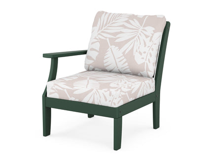 POLYWOOD® Braxton Modular Left Arm Chair in Green / Leaf Dune Burlap