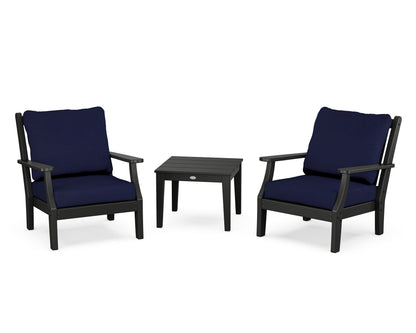 Country Living Wovendale 3-Piece Deep Seating Set in Black / Navy
