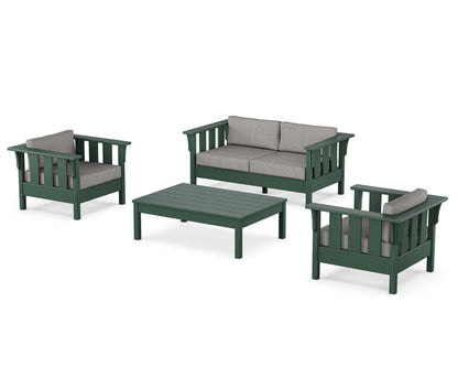 Martha Stewart by POLYWOOD® Acadia 4-Piece Deep Seating Set with Loveseat in Green / Grey Mist