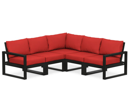 POLYWOOD® EDGE 5-Piece Modular Deep Seating Set in Black / Crimson Linen