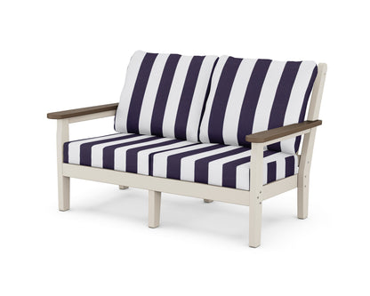POLYWOOD® Chippendale Deep Seating Loveseat in Sand / Kona / Cabana Stripe Navy