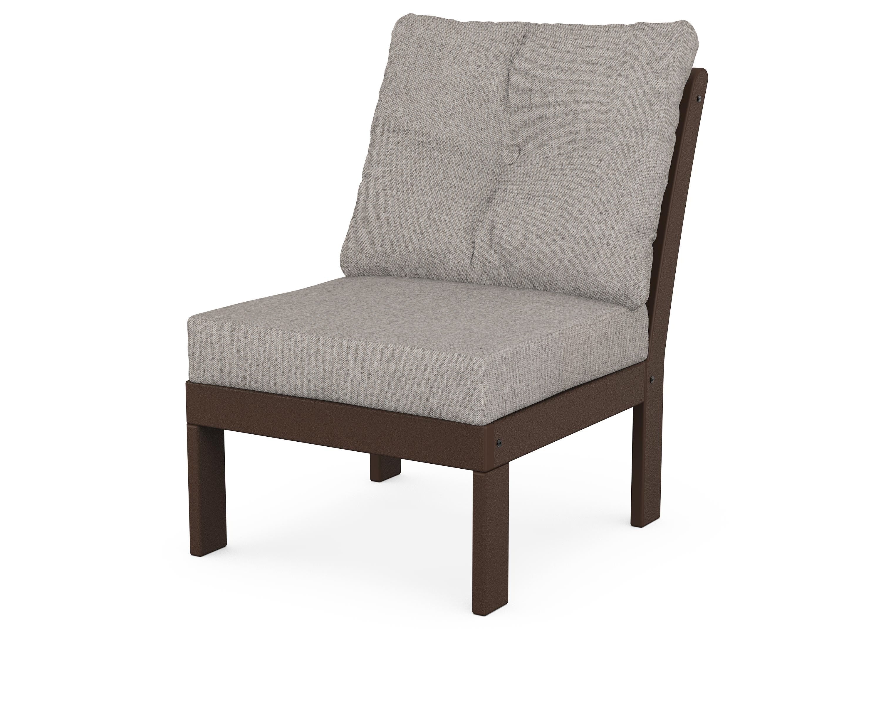 POLYWOOD® Vineyard Modular Armless Chair in Mahogany / Weathered Tweed