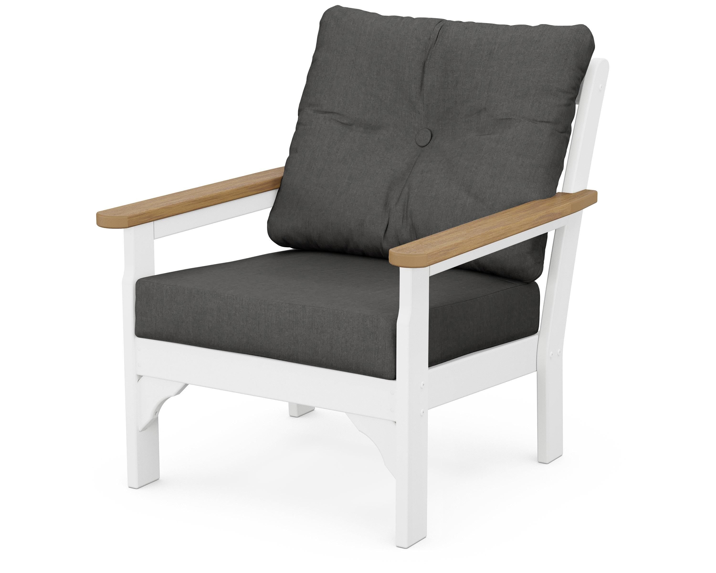 POLYWOOD® Vineyard Deep Seating Chair in White / Natural / Spectrum Carbon