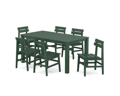 POLYWOOD® Modern Studio Plaza Chair 7-Piece Parsons Table Dining Set in Green