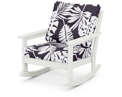 POLYWOOD® Vineyard Deep Seating Rocking Chair in Vintage White / Leaf Navy