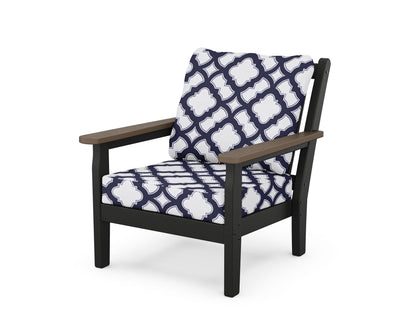 POLYWOOD® Chippendale Deep Seating Chair in Black / Kona / Trellis Navy
