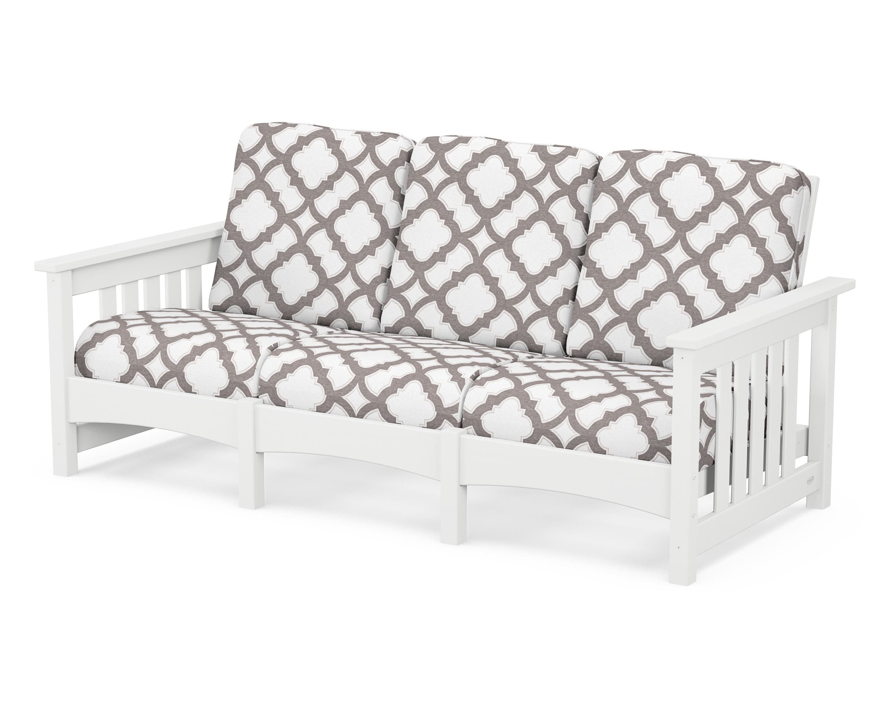 POLYWOOD® Club Mission Sofa in White / Trellis Grey Mist