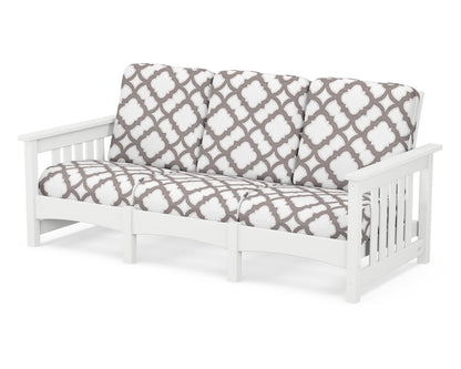 POLYWOOD® Club Mission Sofa in White / Trellis Grey Mist