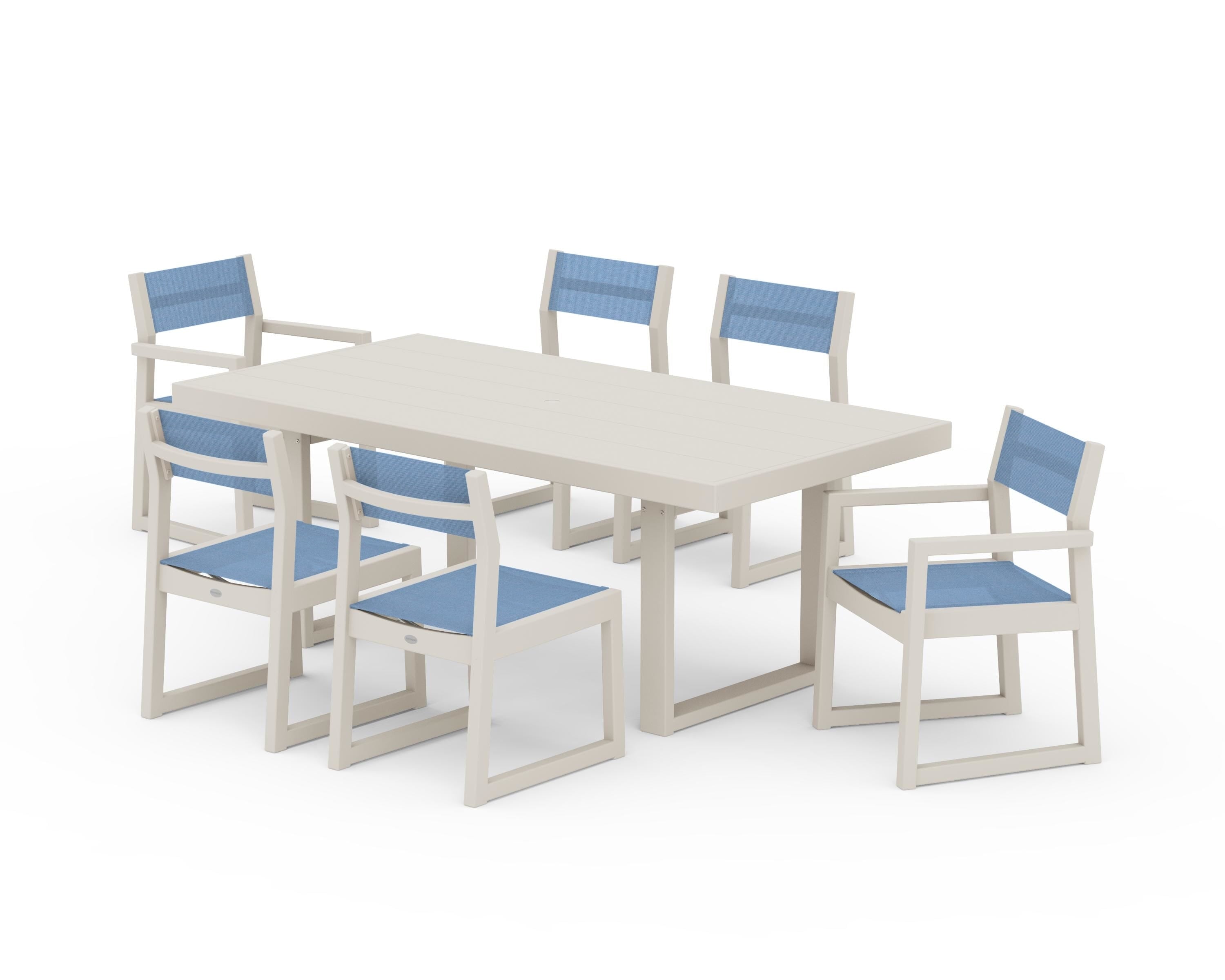 POLYWOOD® EDGE Sling 7-Piece Dining Set in Sand / Poolside Sling