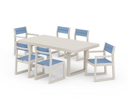 POLYWOOD® EDGE Sling 7-Piece Dining Set in Sand / Poolside Sling