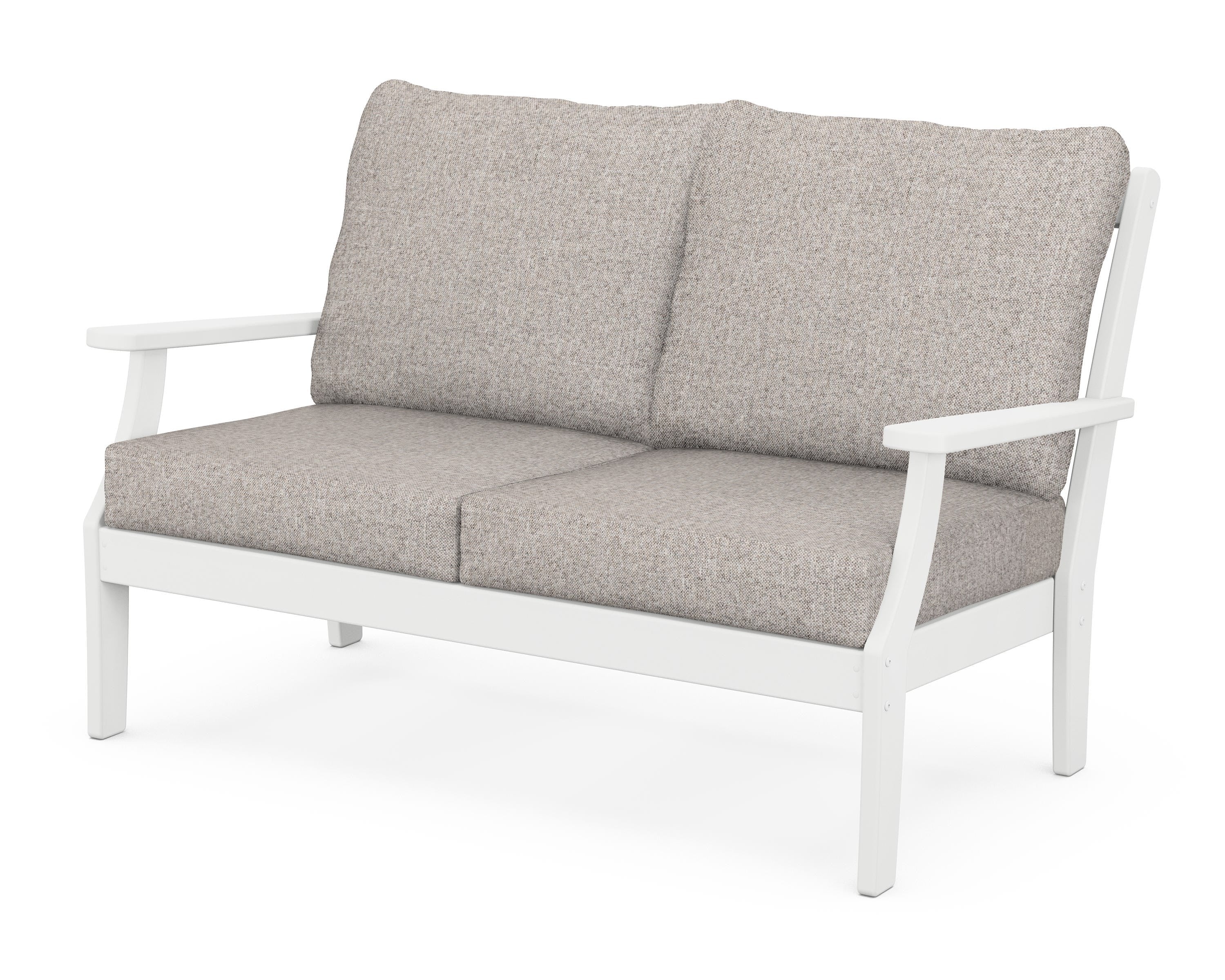 POLYWOOD® Braxton Deep Seating Loveseat in White / Weathered Tweed