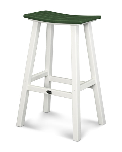 POLYWOOD® Contempo 30" Saddle Bar Stool in White / Green