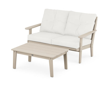 POLYWOOD® Lakeside 2-Piece Lounge Loveseat Set in Sand / Natural Linen