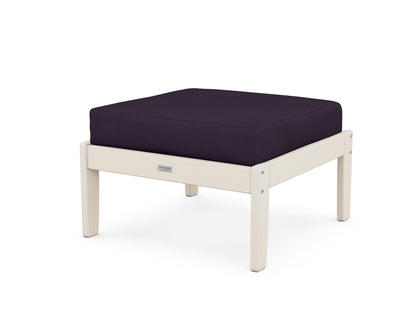 Country Living Cottage Deep Seating Ottoman in Sand / Navy Linen