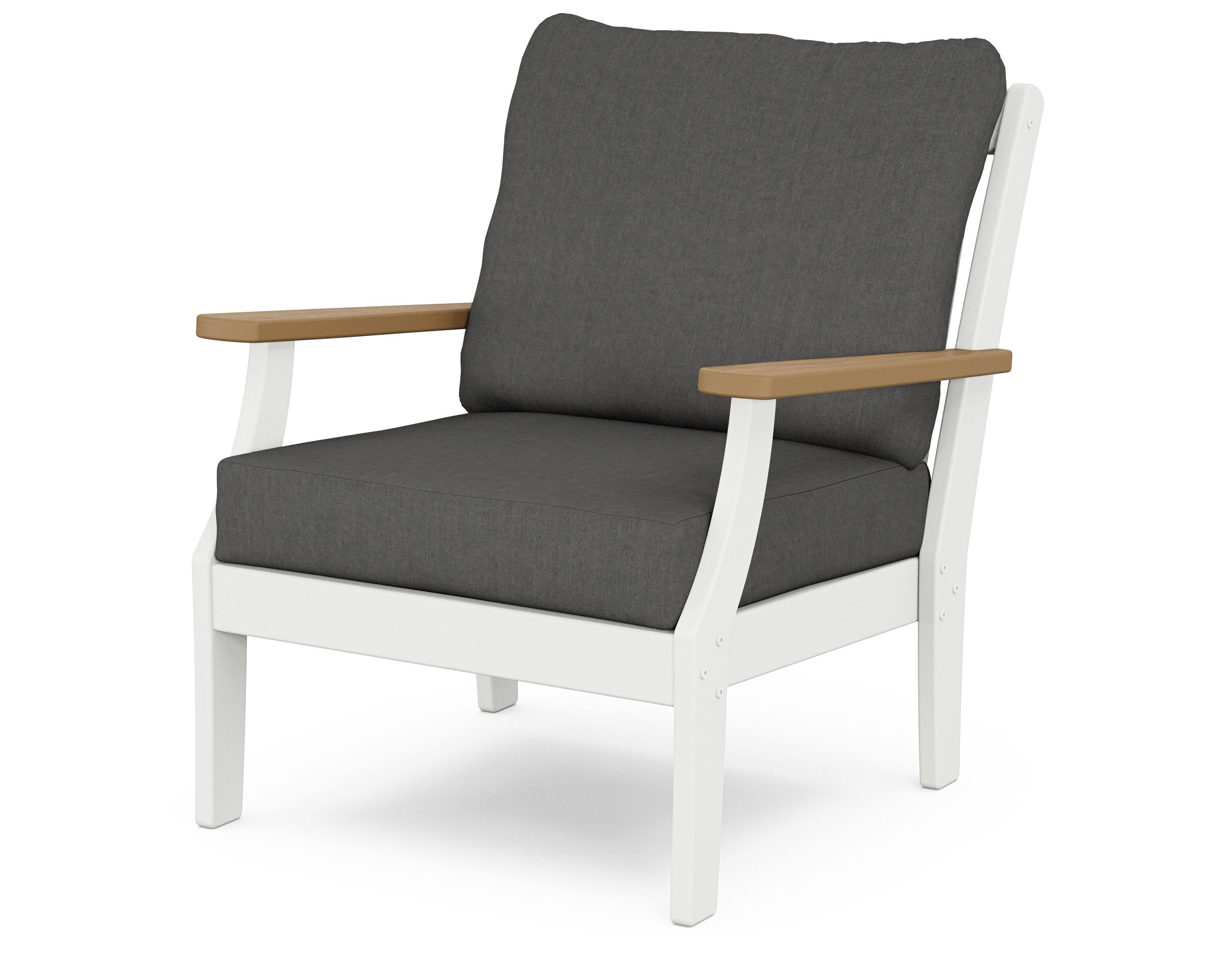 POLYWOOD® Braxton Deep Seating Chair in White / Natural / Spectrum Carbon