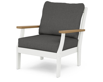 POLYWOOD® Braxton Deep Seating Chair in White / Natural / Spectrum Carbon