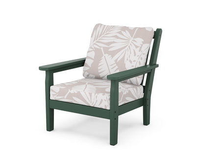 POLYWOOD® Chippendale Deep Seating Chair in Green / Leaf Dune Burlap