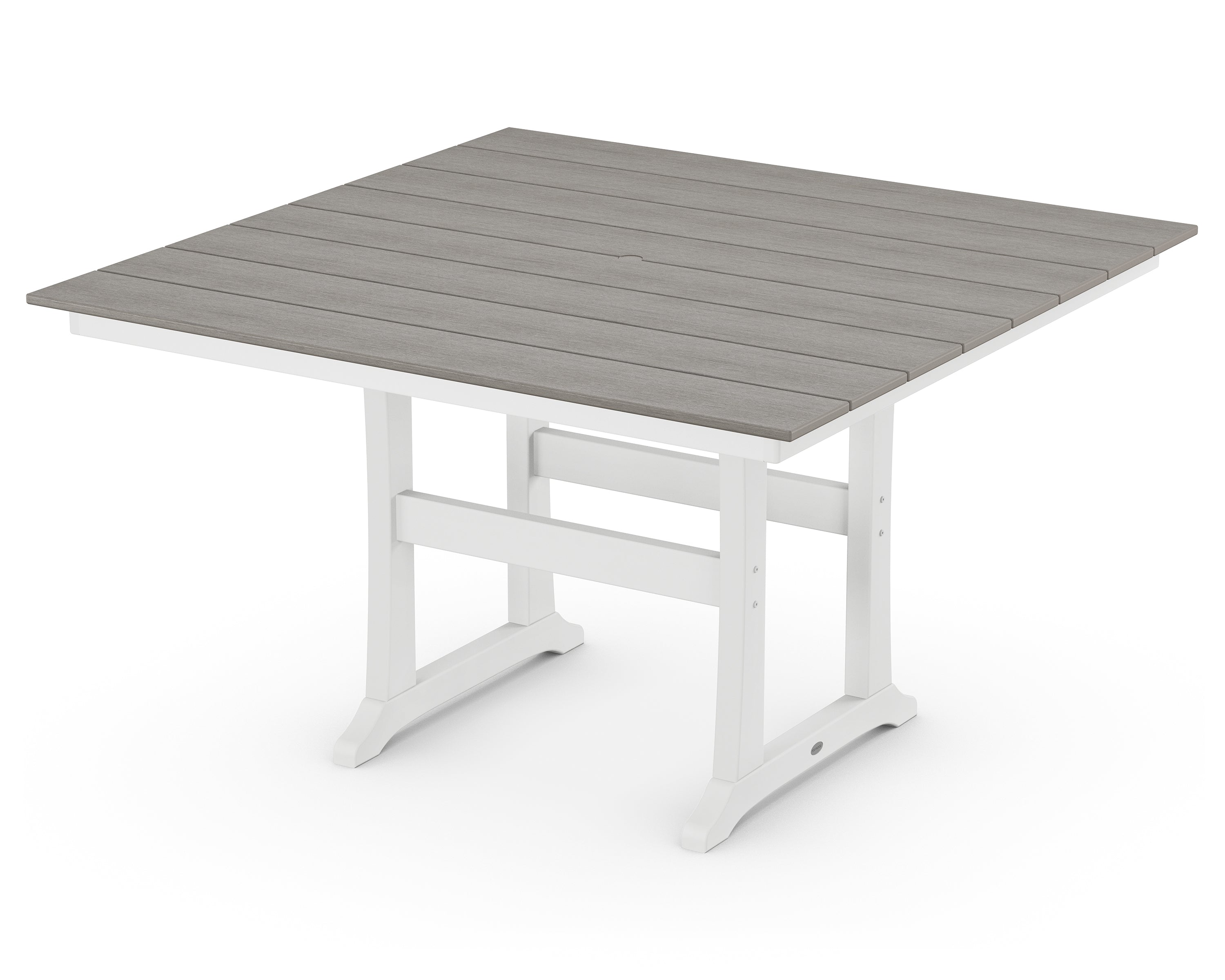 POLYWOOD® Farmhouse Trestle 59" Counter Table in White / Driftwood