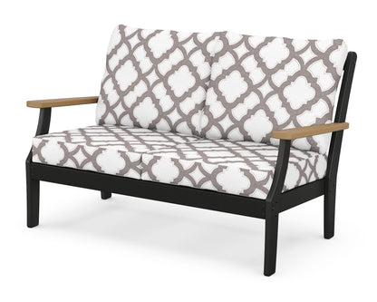 POLYWOOD® Braxton Deep Seating Loveseat in Black / Natural / Trellis Grey Mist