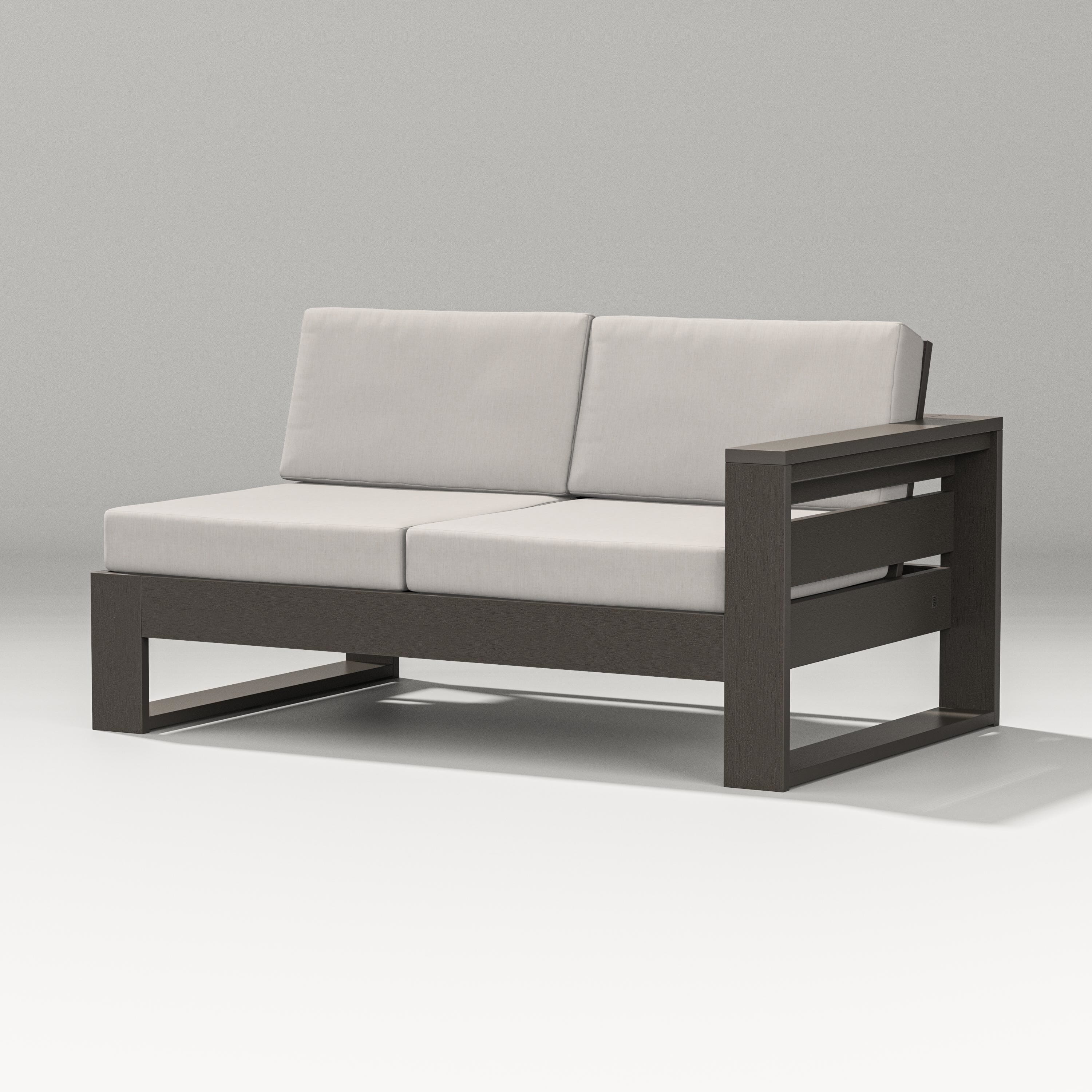 PW Designer Series Latitude Modular Right Arm Loveseat in Vintage Coffee / Cast Ash