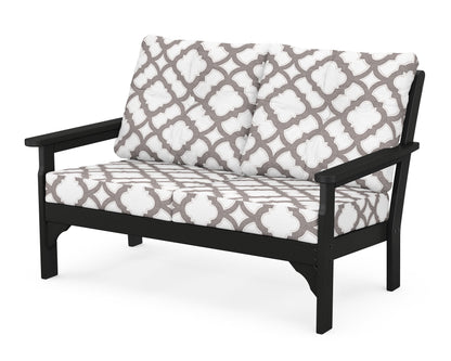 POLYWOOD® Vineyard Deep Seating Loveseat in Black / Trellis Grey Mist