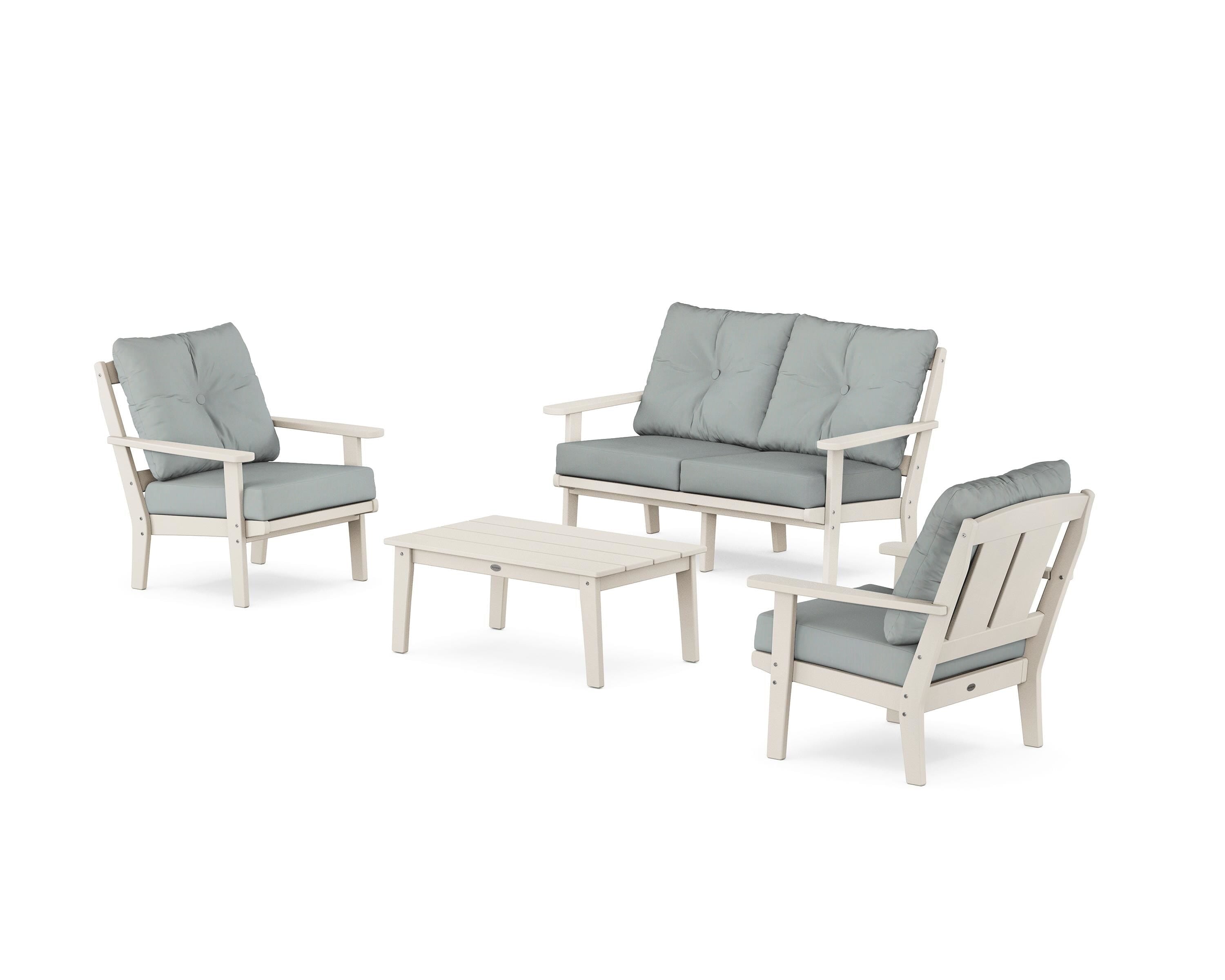 POLYWOOD® Mission 4-Piece Deep Seating Set with Loveseat in Sand / Spa