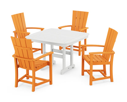 POLYWOOD® Quattro 5-Piece Dining Set with Trestle Legs in Tangerine / White