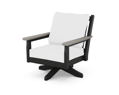 Chippendale Deep Seating Swivel Chair - Black