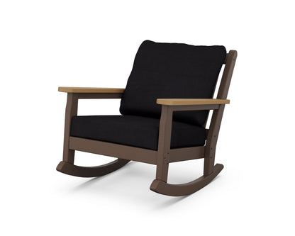 POLYWOOD® Chippendale Deep Seating Rocking Chair in Mahogany / Natural / Midnight Linen