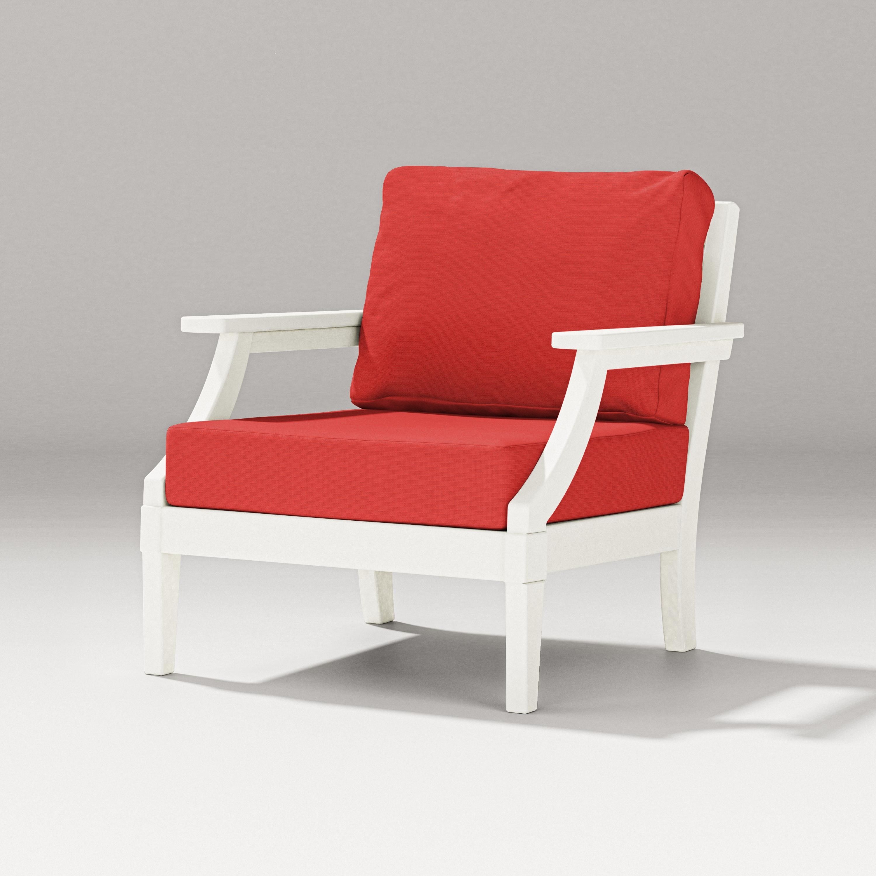 PW Designer Series Estate Lounge Chair in Vintage White / Crimson Linen