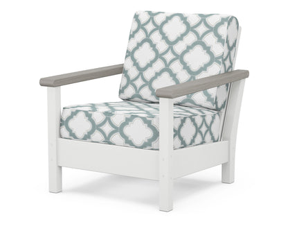 POLYWOOD® Harbour Deep Seating Chair in White / Driftwood / Trellis Glacier Spa