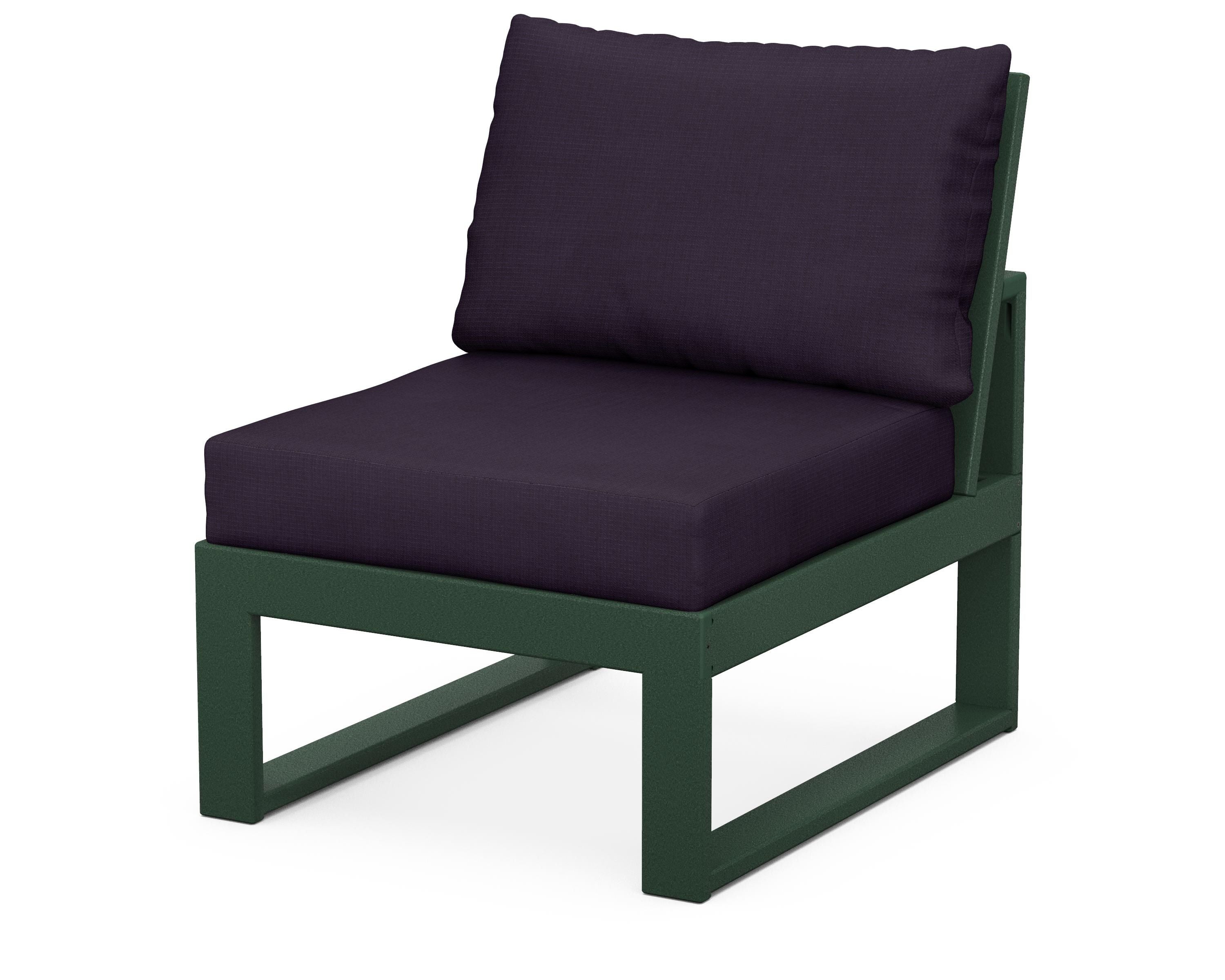 Unbranded Modular Armless Chair in Green / Navy Linen