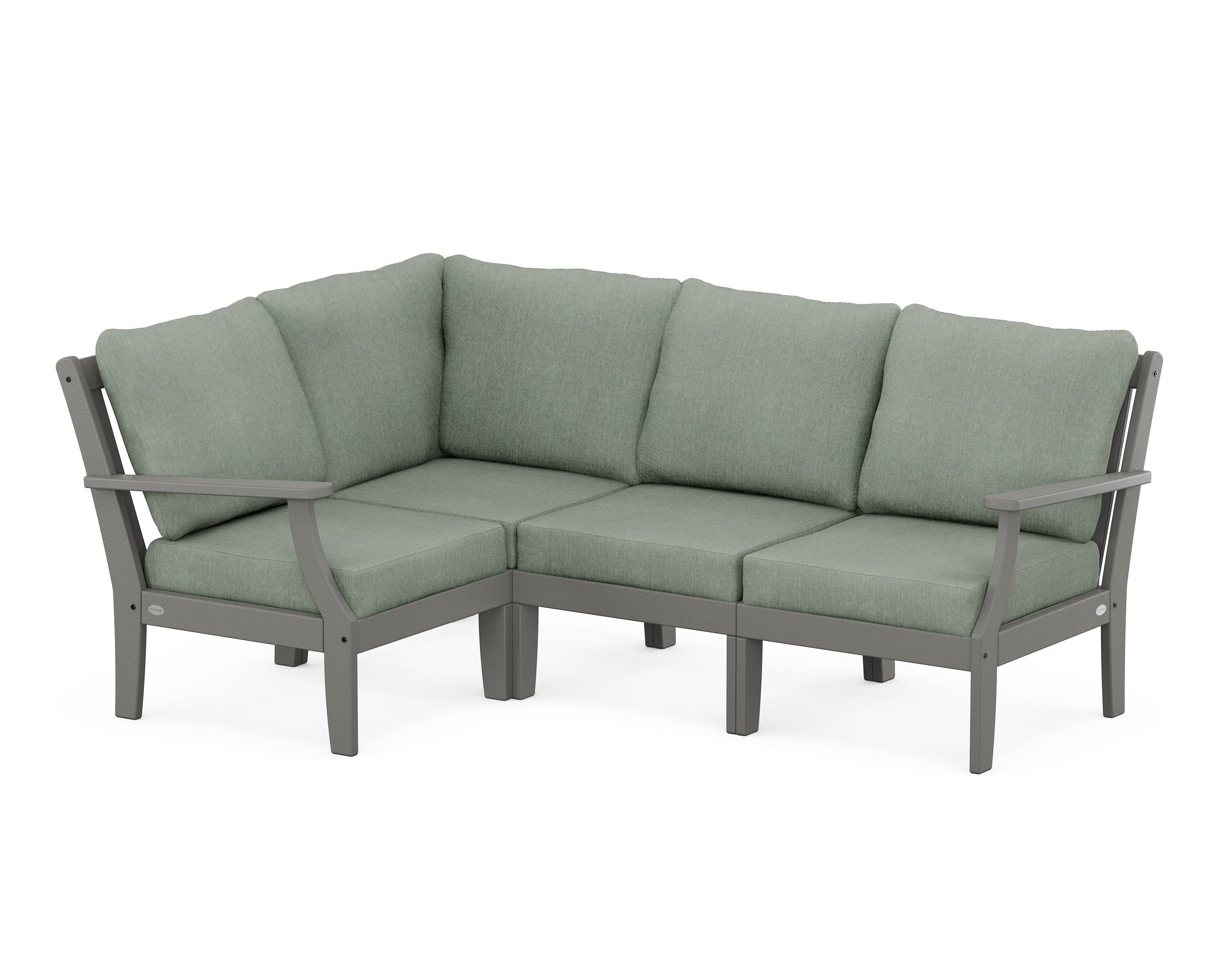 POLYWOOD® Braxton Modular 4-Piece Deep Seating Set in Slate Grey / Cast Sage