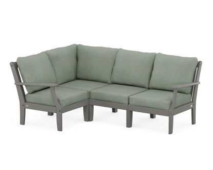 POLYWOOD® Braxton Modular 4-Piece Deep Seating Set in Slate Grey / Cast Sage